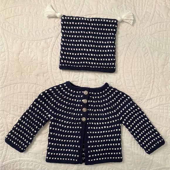 Unbranded Other - Hand-knit Cardigan Designed to Resemble L.L. Bean Norwegian With Tasseled Hat